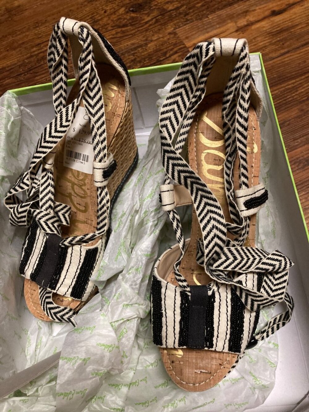 New Sam Edelman Canvas Wedge Shoes Size 8 - Stylish and Comfortable New In Box - Picture 7 of 10